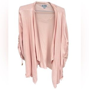 JM Collection Open Cardigan Powdery Pink Size XXL